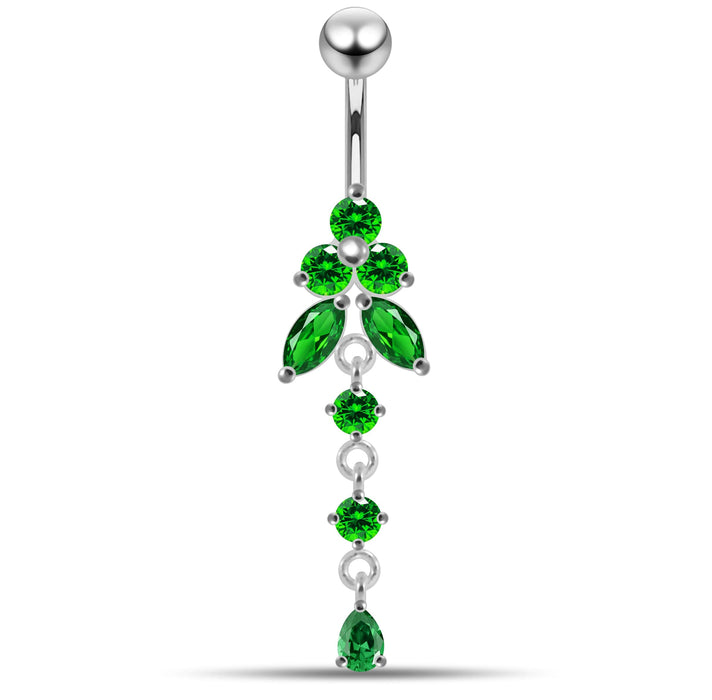 Moving Jeweled Flower Design Navel Body Jewelry - Monster Piercing