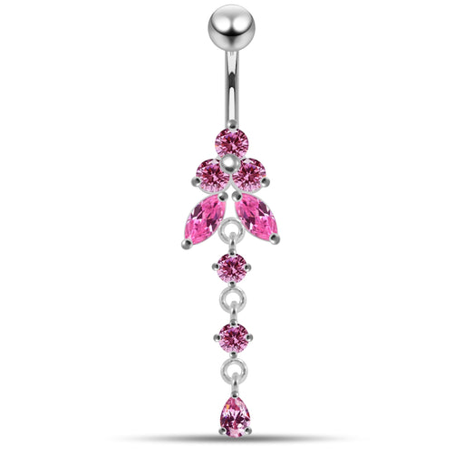 Moving Jeweled Flower Design Navel Body Jewelry - Monster Piercing