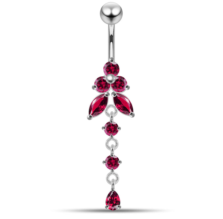 Moving Jeweled Flower Design Navel Body Jewelry - Monster Piercing