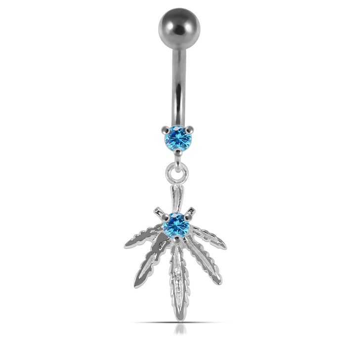 Jeweled Marijuana Navel Ring - Monster Piercing