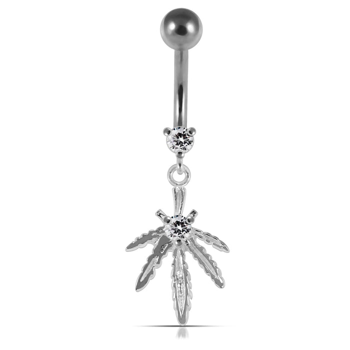 Jeweled Marijuana Navel Ring - Monster Piercing