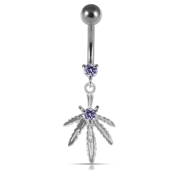 Jeweled Marijuana Navel Ring - Monster Piercing