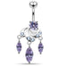 Moving Fancy Jeweled Curved Bar Belly Ring - Monster Piercing