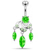 Moving Fancy Jeweled Curved Bar Belly Ring - Monster Piercing