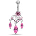 Moving Fancy Jeweled Curved Bar Belly Ring - Monster Piercing