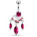 Moving Fancy Jeweled Curved Bar Belly Ring - Monster Piercing