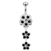 Clover and Flower Dangle Belly Bar - Monster Piercing