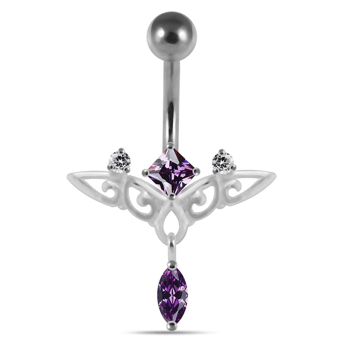 Moving Trendy Jeweled Navel Ring - Monster Piercing