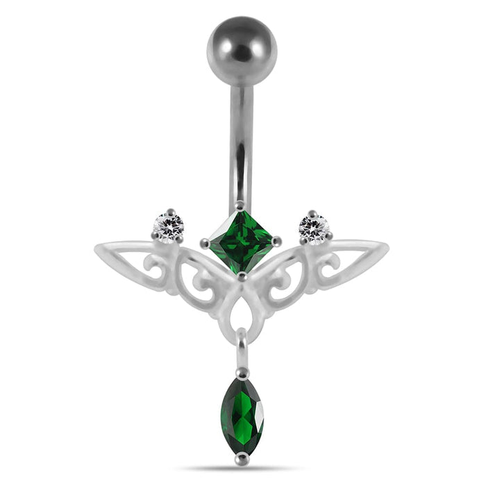 Moving Trendy Jeweled Navel Ring - Monster Piercing