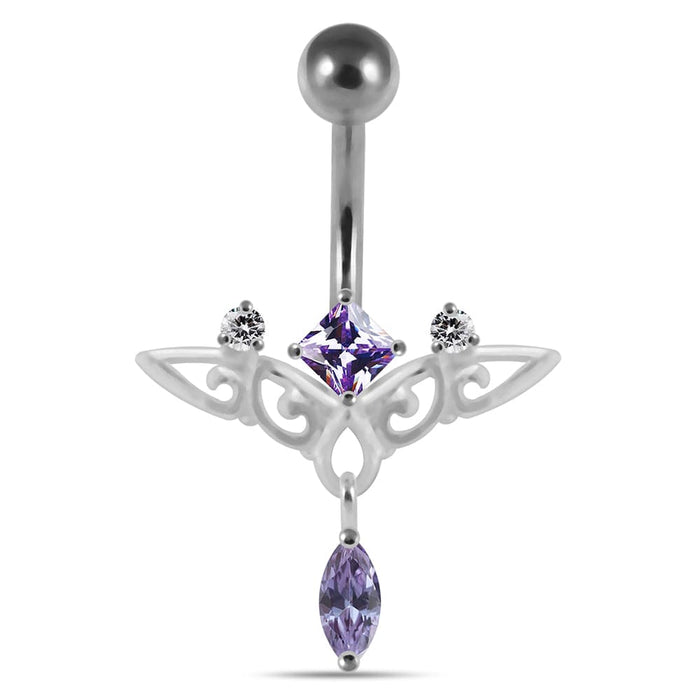 Moving Trendy Jeweled Navel Ring - Monster Piercing