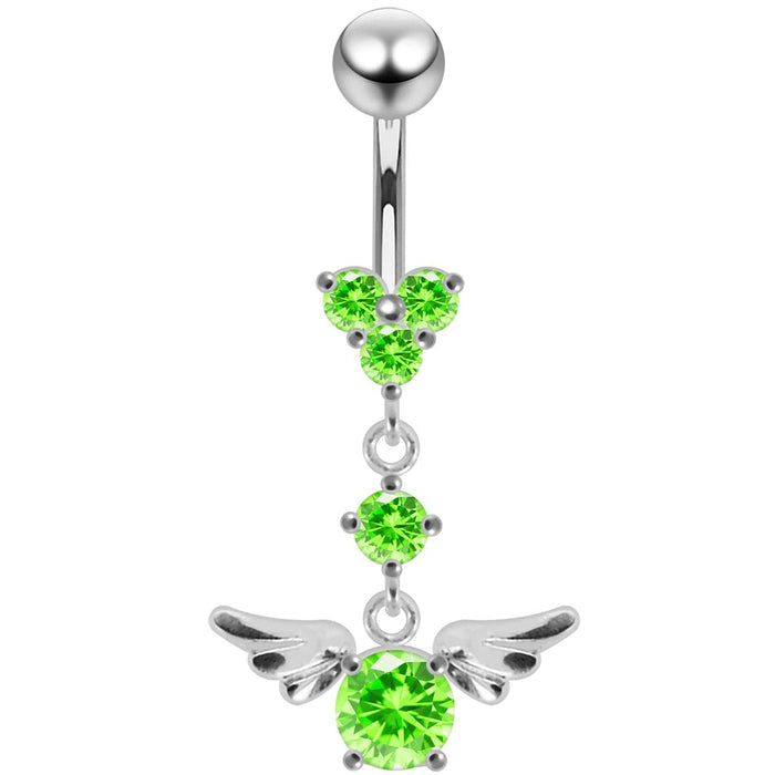 Moving Fancy Multi Gems Curved Bar Navel Body Jewelry - Monster Piercing