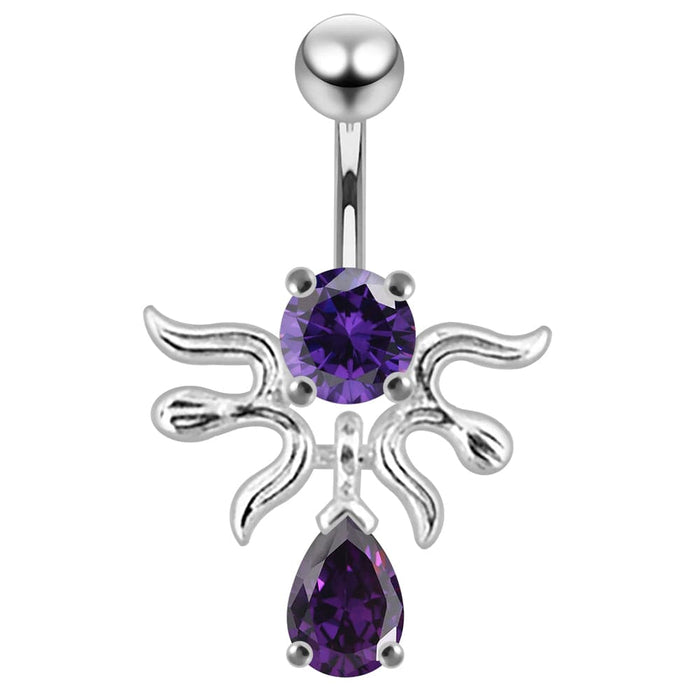 14G SS Moving 925 silver Jeweled Navel Ring - Monster Piercing