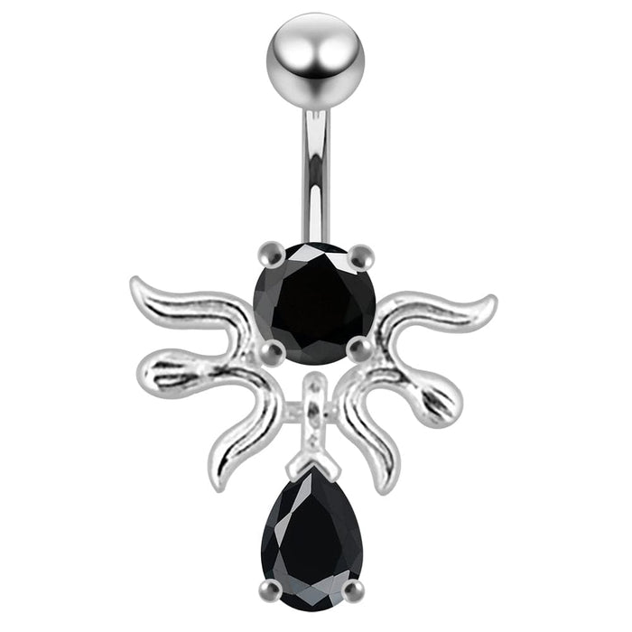 14G SS Moving 925 silver Jeweled Navel Ring - Monster Piercing