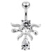 14G SS Moving 925 silver Jeweled Navel Ring - Monster Piercing