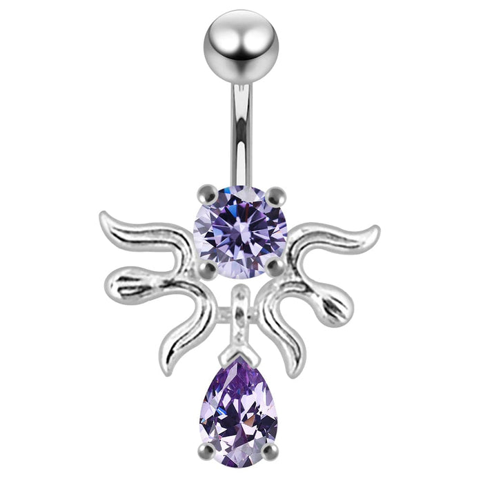 14G SS Moving 925 silver Jeweled Navel Ring - Monster Piercing