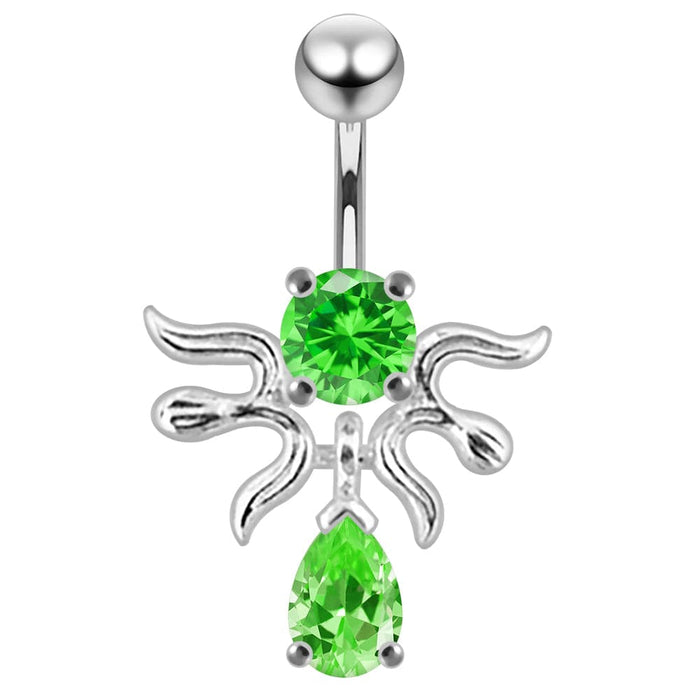 14G SS Moving 925 silver Jeweled Navel Ring - Monster Piercing