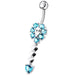 Fancy Flower Dangling Jeweled SS Belly Ring Body JewelryÊ - Monster Piercing