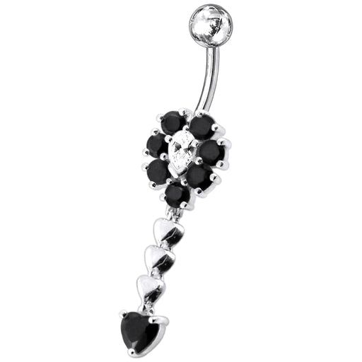 Fancy Flower Dangling Jeweled SS Belly Ring Body JewelryÊ - Monster Piercing