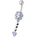 Fancy Flower Dangling Jeweled SS Belly Ring Body JewelryÊ - Monster Piercing