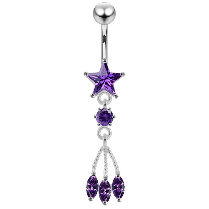 Trendy Dangling Jeweled Navel Ring - Monster Piercing