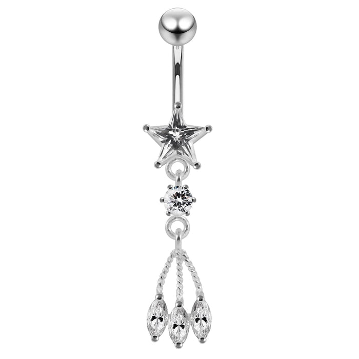 Trendy Dangling Jeweled Navel Ring - Monster Piercing