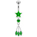 Trendy Dangling Jeweled Navel Ring - Monster Piercing