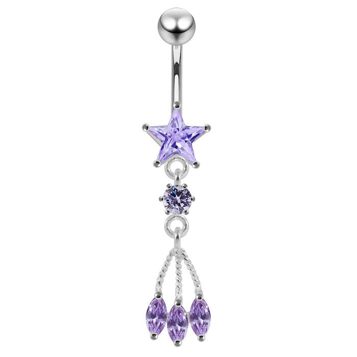 Trendy Dangling Jeweled Navel Ring - Monster Piercing