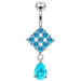 Trendy Surgical Grade Steel Curved Bar Moving Jeweled Belly Ring - Monster Piercing