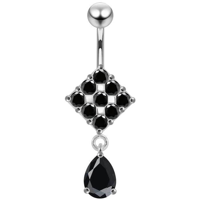 Trendy Surgical Grade Steel Curved Bar Moving Jeweled Belly Ring - Monster Piercing