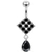 Trendy Surgical Grade Steel Curved Bar Moving Jeweled Belly Ring - Monster Piercing