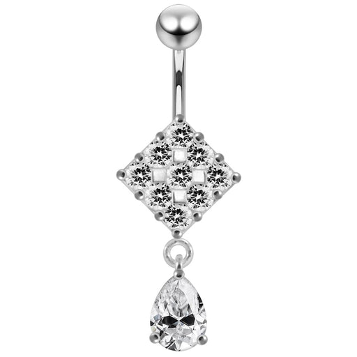 Trendy Surgical Grade Steel Curved Bar Moving Jeweled Belly Ring - Monster Piercing