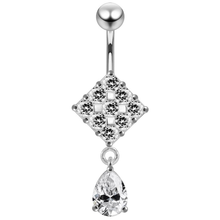 Trendy Surgical Grade Steel Curved Bar Moving Jeweled Belly Ring - Monster Piercing