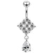 Trendy Surgical Grade Steel Curved Bar Moving Jeweled Belly Ring - Monster Piercing