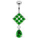 Trendy Surgical Grade Steel Curved Bar Moving Jeweled Belly Ring - Monster Piercing