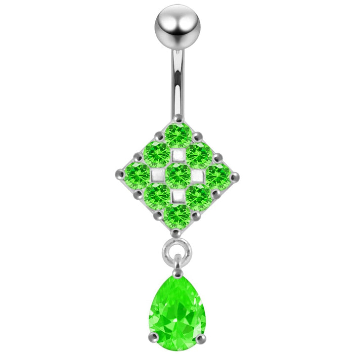 Trendy Surgical Grade Steel Curved Bar Moving Jeweled Belly Ring - Monster Piercing