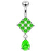 Trendy Surgical Grade Steel Curved Bar Moving Jeweled Belly Ring - Monster Piercing