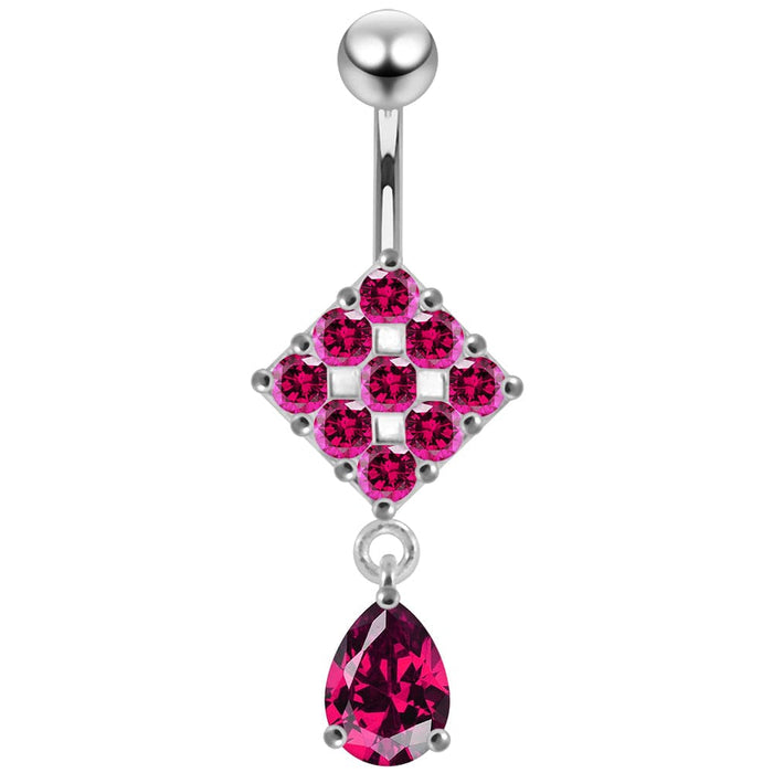 Trendy Surgical Grade Steel Curved Bar Moving Jeweled Belly Ring - Monster Piercing