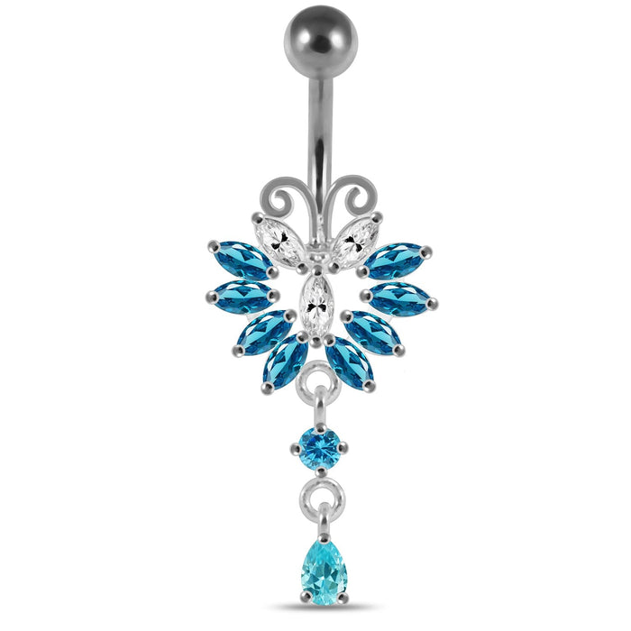 925 Sterling Silver Butterfly Navel Belly Ring - Monster Piercing