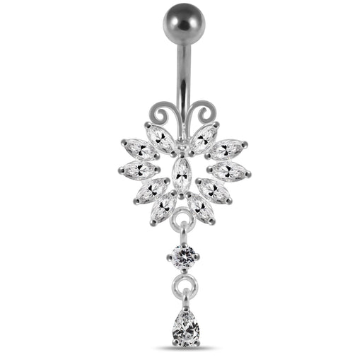 925 Sterling Silver Butterfly Navel Belly Ring - Monster Piercing