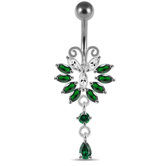 925 Sterling Silver Butterfly Navel Belly Ring - Monster Piercing