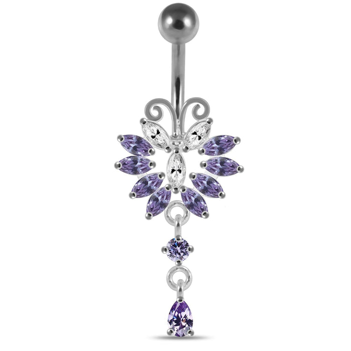 925 Sterling Silver Butterfly Navel Belly Ring - Monster Piercing