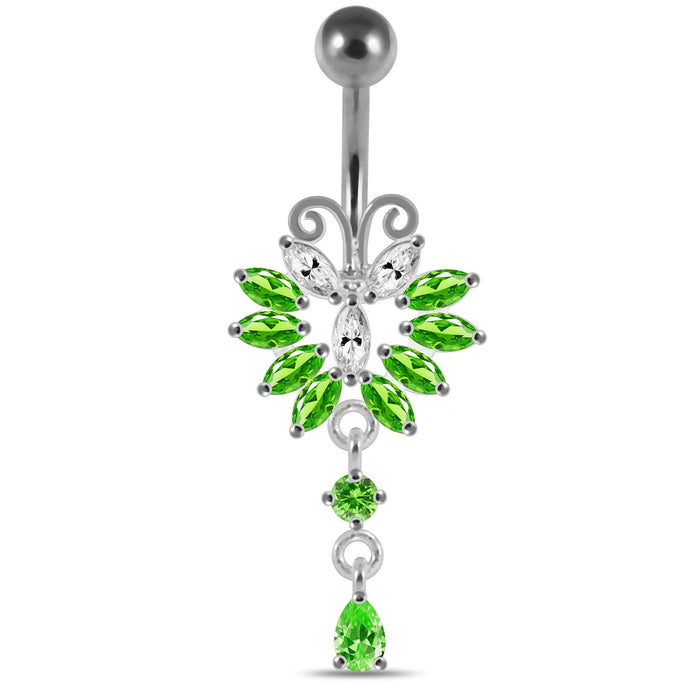 925 Sterling Silver Butterfly Navel Belly Ring - Monster Piercing