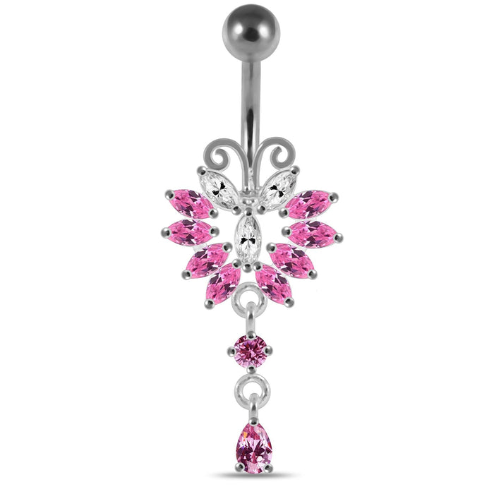 925 Sterling Silver Butterfly Navel Belly Ring - Monster Piercing