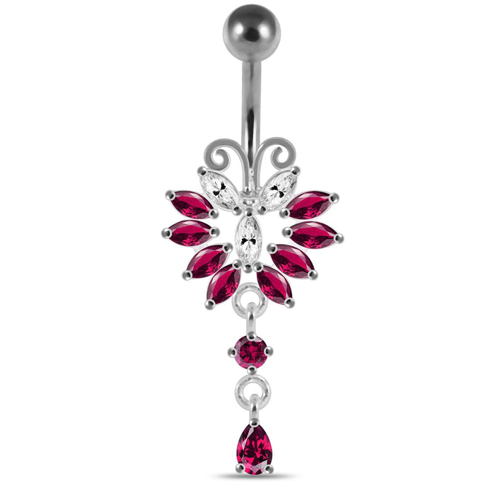 925 Sterling Silver Butterfly Navel Belly Ring - Monster Piercing