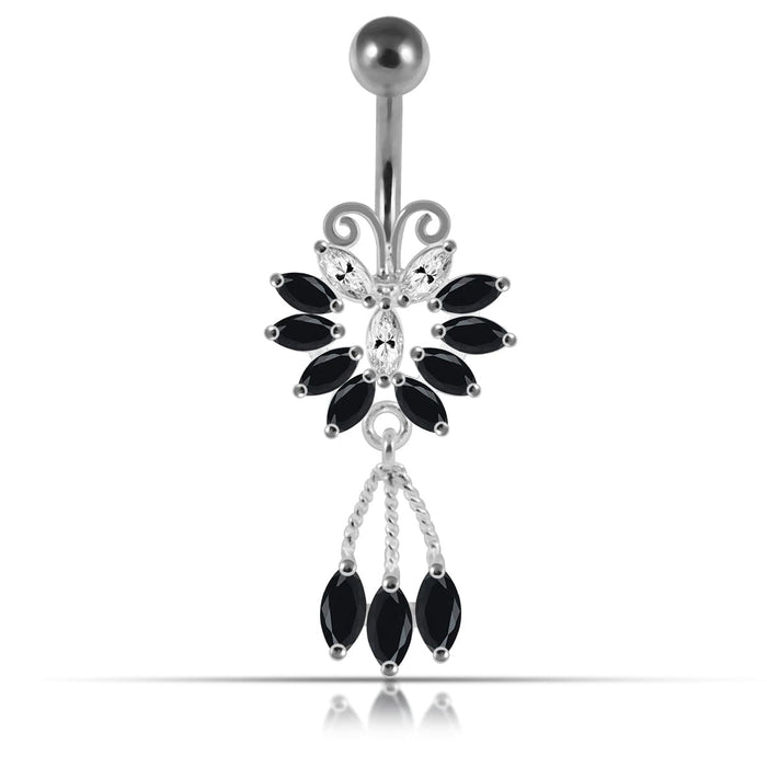 Moving Jeweled Bug Design Navel Ring - Monster Piercing