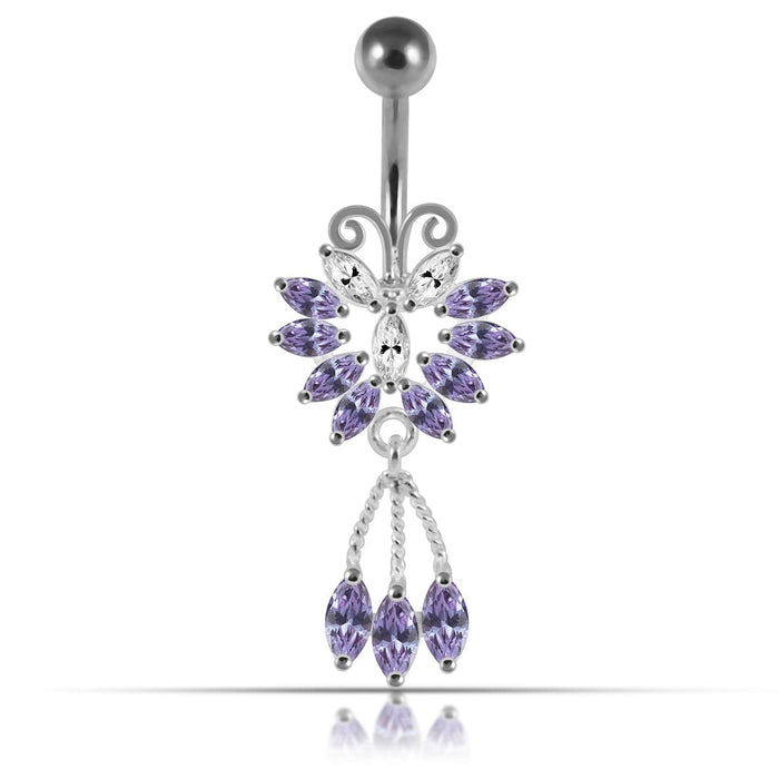 Moving Jeweled Bug Design Navel Ring - Monster Piercing