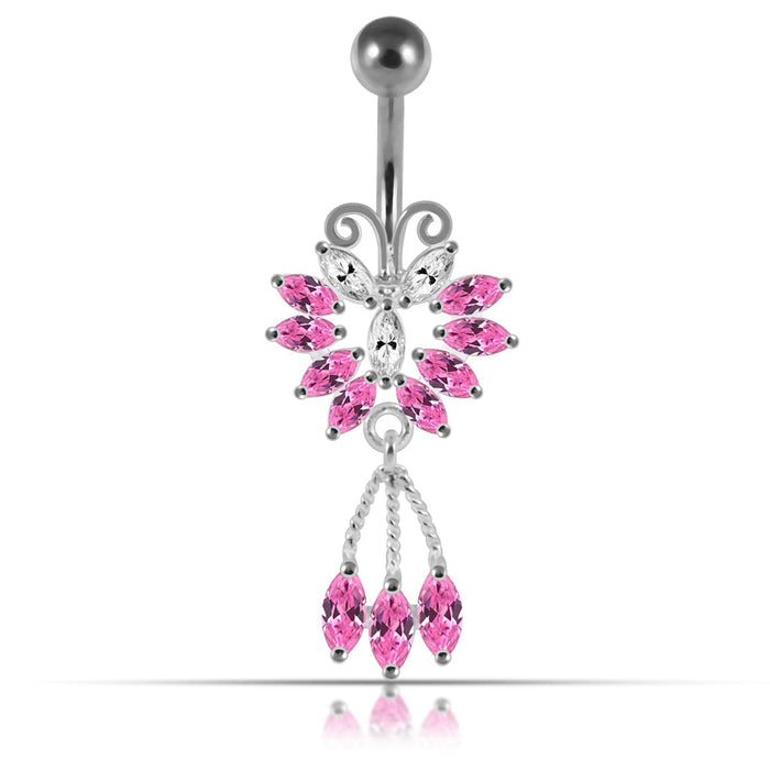 Moving Jeweled Bug Design Navel Ring - Monster Piercing