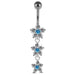 Moving Jeweled Triple Flower Navel Ring - Monster Piercing