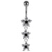 Moving Jeweled Triple Flower Navel Ring - Monster Piercing