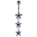 Moving Jeweled Triple Flower Navel Ring - Monster Piercing